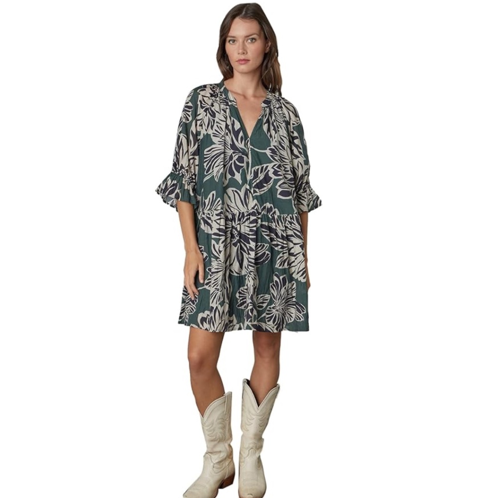 VELVET by GRAHAM & SPENCER | Layne Printed Silk Cotton Voile Dress - Picture 4 of 6
